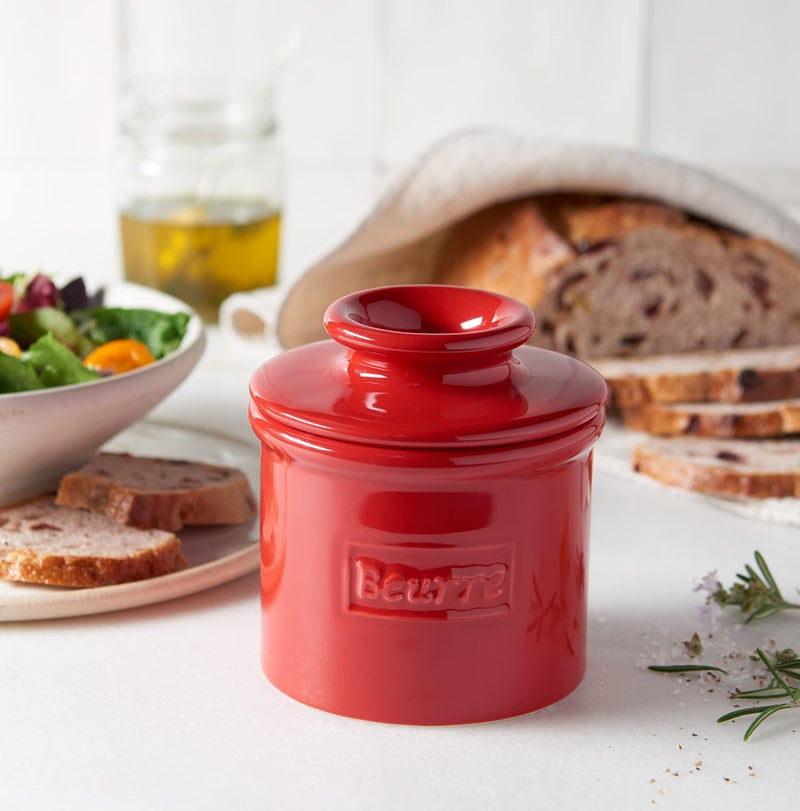 Butter Bell - The Original Butter Bell crock by L Tremain, a Countertop French Ceramic Butter Dish Keeper for Spreadable Butter, CafÃ© Retro Collection, Maraschino Red, Glossy Finish - Image 5